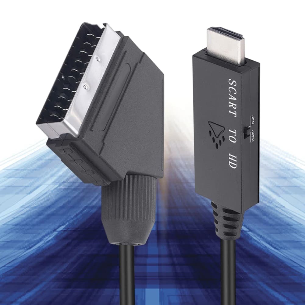 1m Video Audio Converter Scart To HDMI-compatible 1080P Video Converter Adapter DC 5V Micro USB Cable Accessories for HDTV/DVD