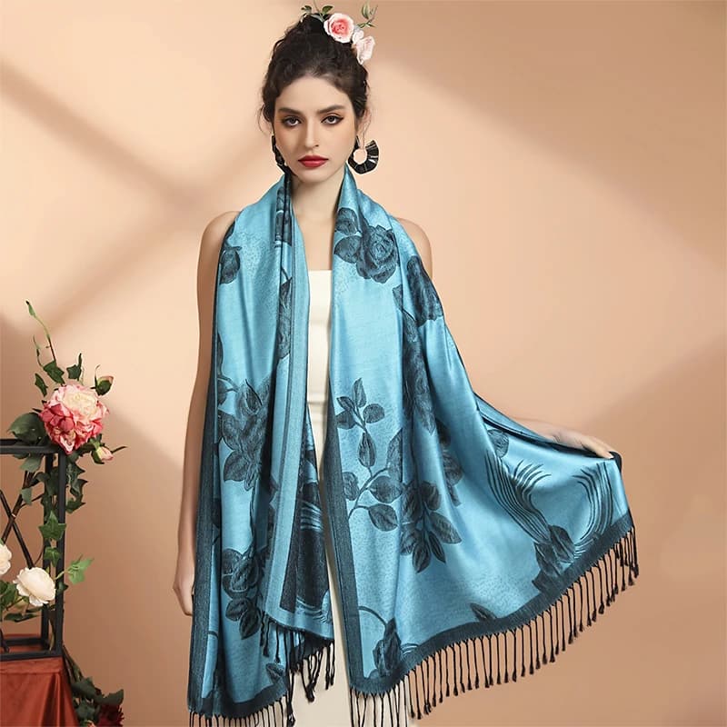 Tassel Blanket Design Thick Pashmina New Winter Warm Shawl Wrap Cashmere Scarf Women Neckerchief Poncho Stoles 2024