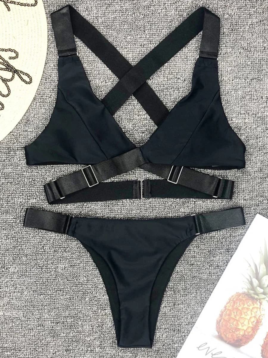 Bikini Sexy in Velluto con Fibbia Regolabile 2026, Costume da Bagno Femminile, Set Bikini Due Pezzi, Abbigliamento da Nuoto