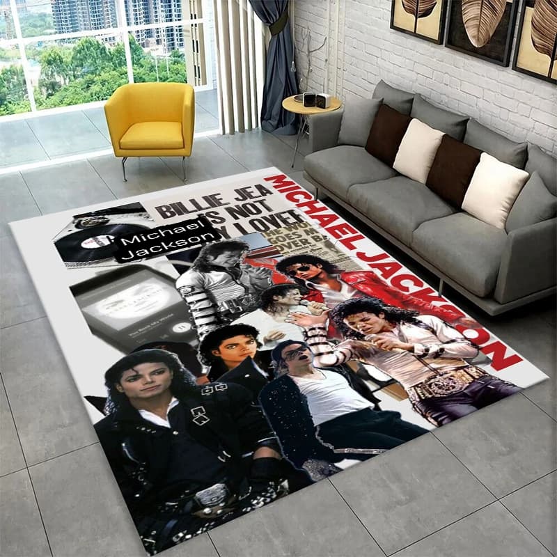 Tappeto King of Pop Star MJ Michael Jackson per Camera da Letto, Soggiorno, Divano, Zerbino, Decorazione Casa, Tappeto Antiscivolo per Area Giochi Bambini, Regalo