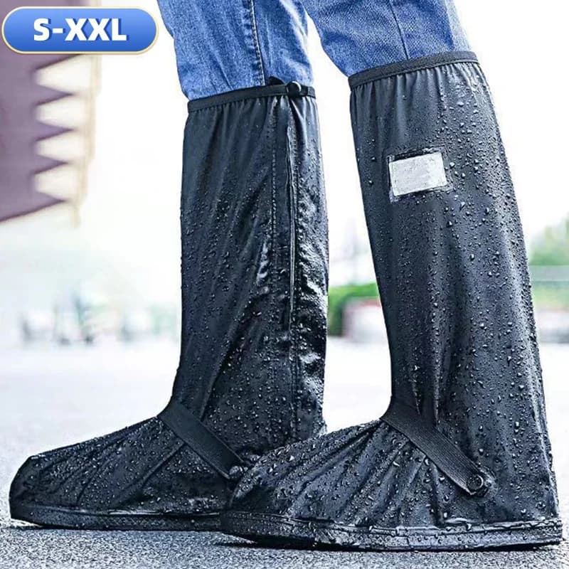 40 CM High-Top Waterproof Rain Boot Shoes Covers Reusable Non-Slip Overshoes Rain Snow Shoe & Pant Protectors for Cycling Hiking