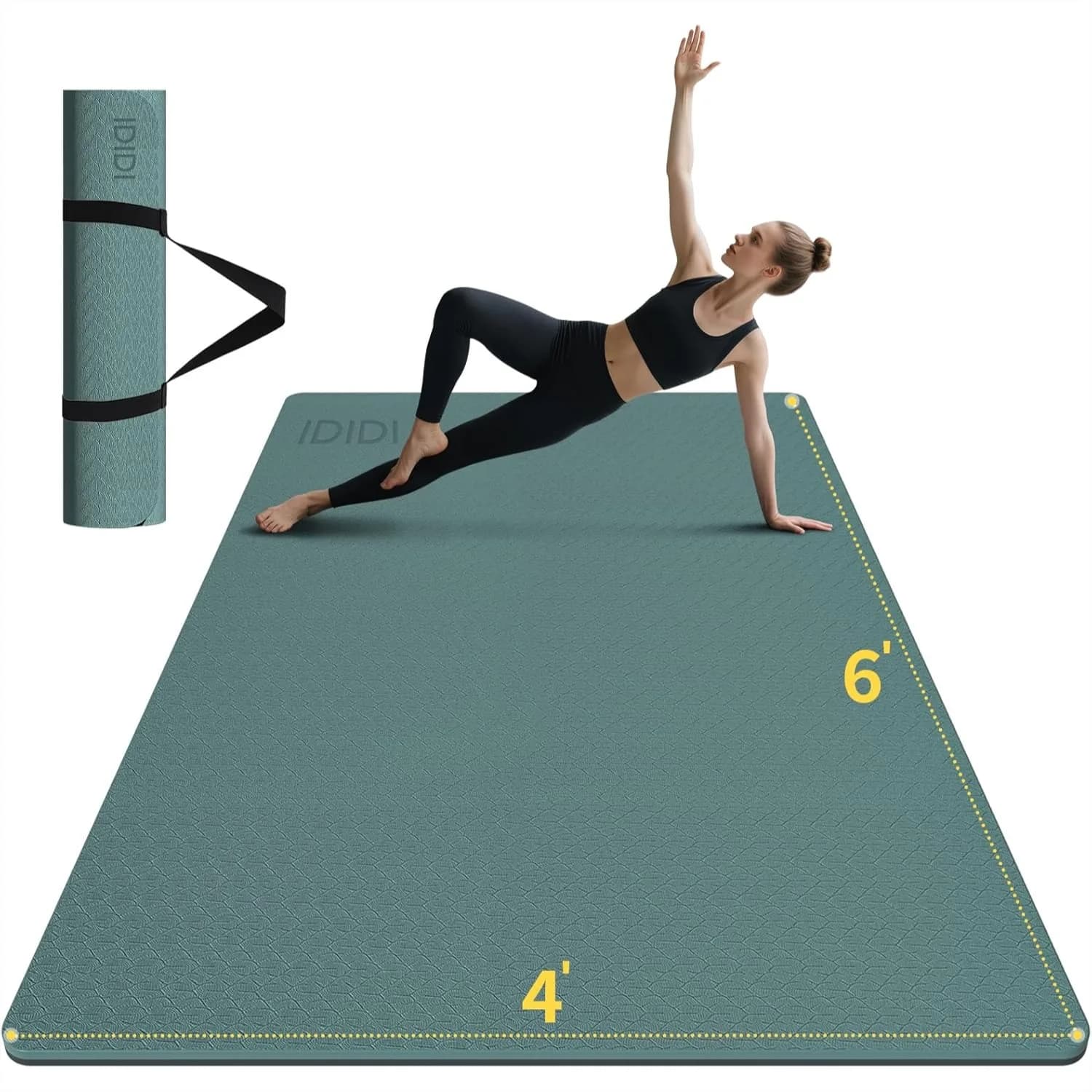 Tappetino Yoga Extra Large 6x4 ft, Tappetino per Allenamento Antiscivolo Spesso per Uomini e Donne, Tappetino Imbottito da 0,32'' per Yoga e Pilates a Casa