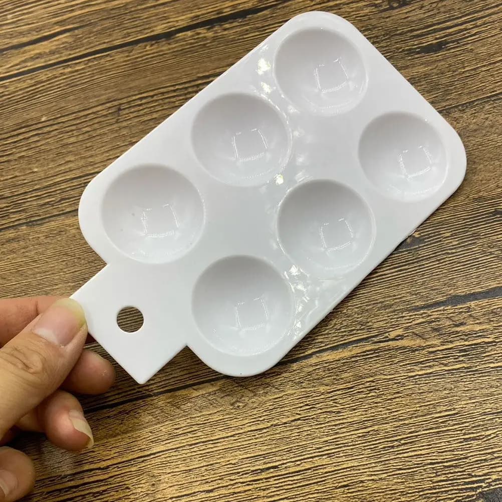 6Pcs Premium Plastic Watercolor Palette with Deep Wells for Oil Acrylic Painting DIY Craft Art Studio Color Mixing Tray Set