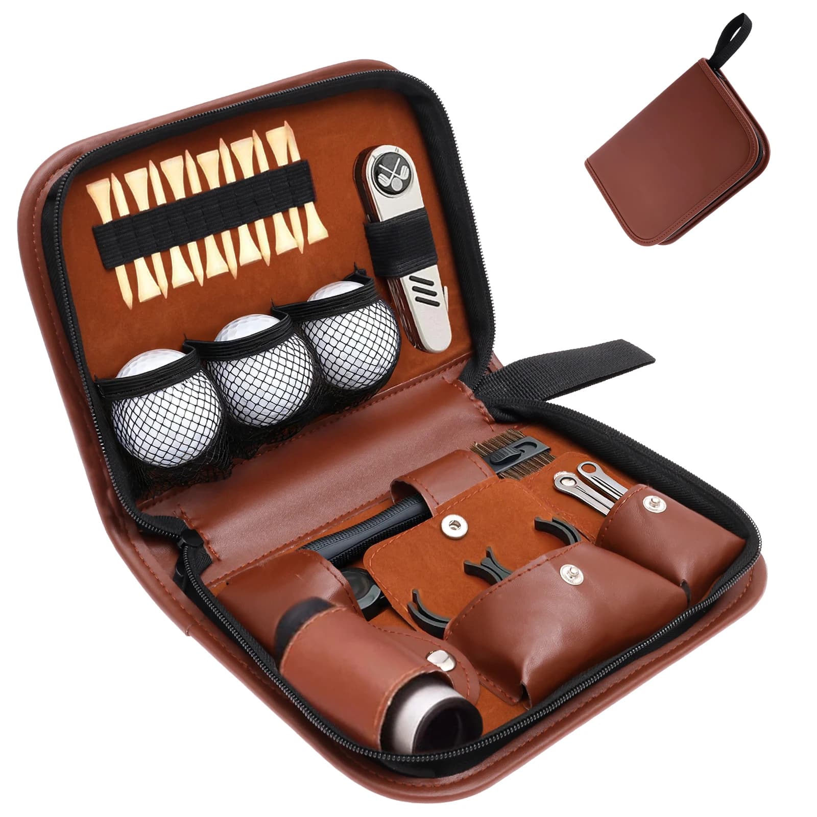 Organizzatore per Accessori da Golf con Custodia di Alta Qualità, Palline da Golf, Telemetro, Tee da Golf, Spazzola, Organizzatore per Scorer