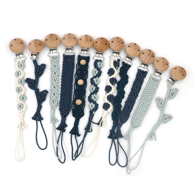 Nuovo arrivo Macrame Baby canapa ciuccio catena porta ciuccio in cotone fatto a mano