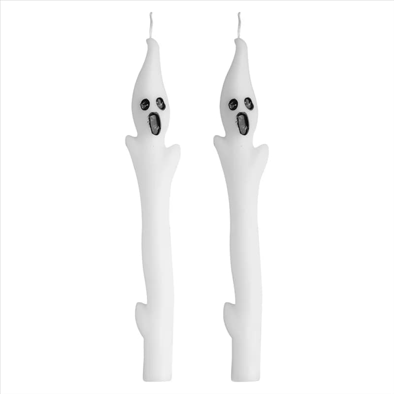 B08B-Decorazioni di Halloween Candele fantasma spettrali da 9,8 pollici-Candele coniche per interni-2 pezzi per la decorazione della tavola di casa per feste