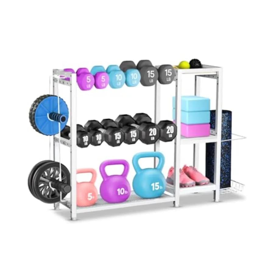 Supporto per manubri a 3 livelli - Solo supporto - Regolabile, per palestra domestica, resistente, per manubri, kettlebell e barre in schiuma