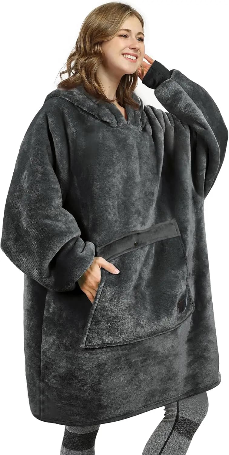 Felpa con Cappuccio Oversize, Coperta Indossabile in Sherpa per Adulti, Donne e Uomini