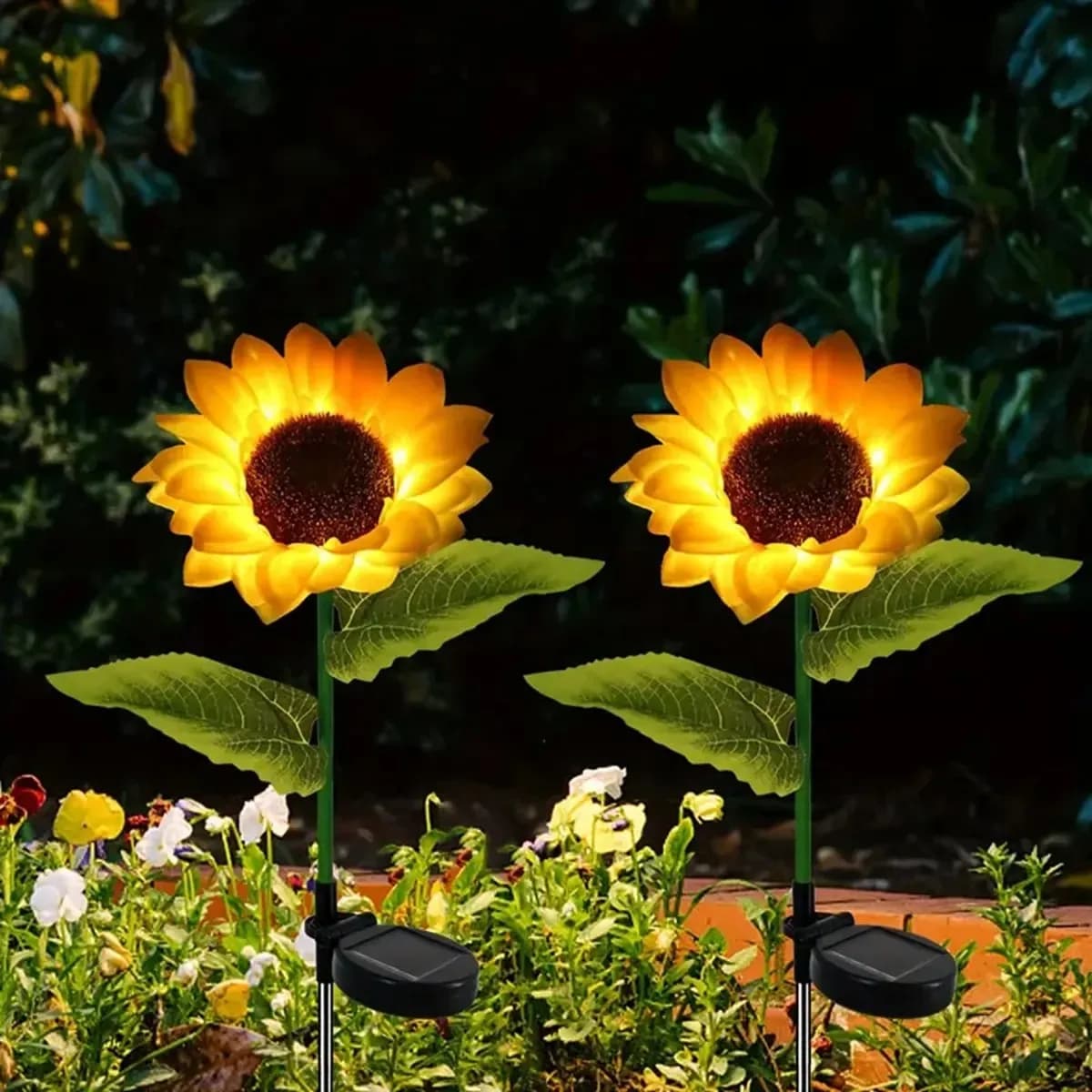 Luci LED Solari a Forma di Girasole con 1/3 Teste, Impermeabili per Esterni, Giardino, Prato, Decorazione Paesaggistica, Lampada Notturna per Patio e Sentieri