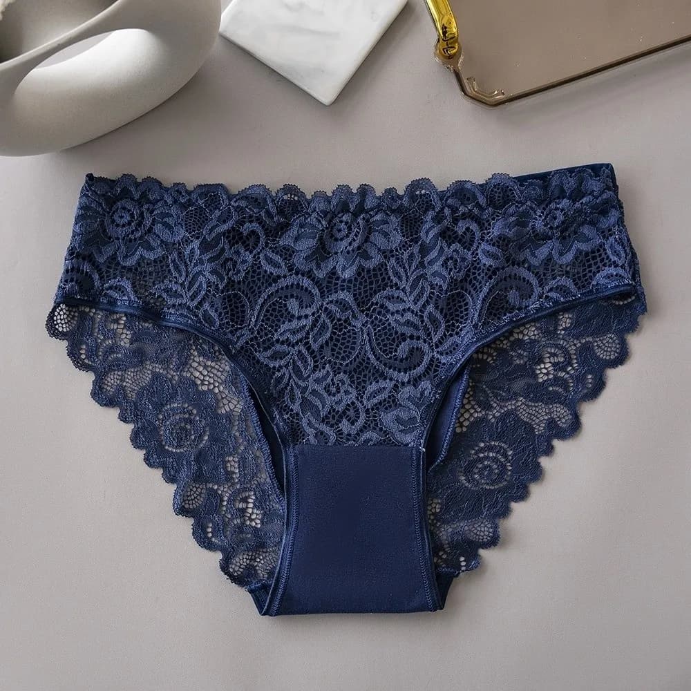Comode Mutandine a Vita Bassa in Pizzo Senza Cuciture, Slip in Rete Ultra-sottile, Lingerie Traforata, Intimo Femminile