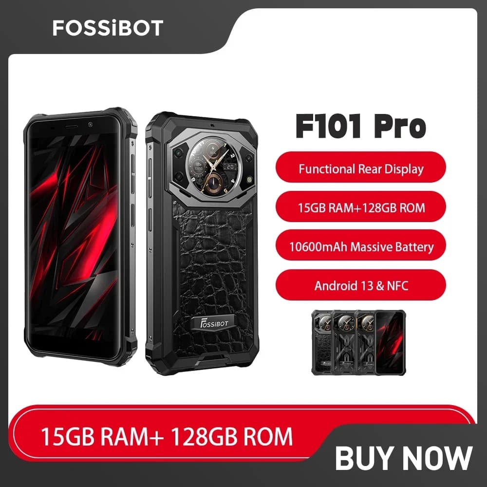 FOSSiBOT F101 PRO Smartphone robusto Android 13 10600mAh 5.45 "FHD + 8GB 128GB Telefono cellulare 24MP 18W Carica rapida Telefono cellulare NFC