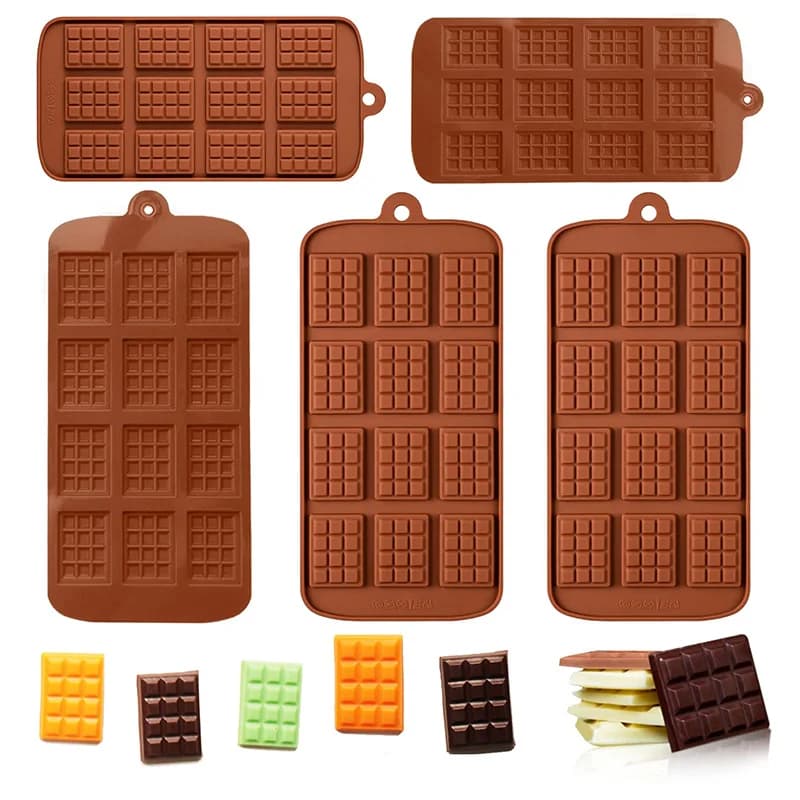 Stampi per cioccolato in silicone, stampo quadrato antiaderente per barretta di cioccolato per caramelle, stampi riutilizzabili per cioccolato in silicone proteico di caramelle