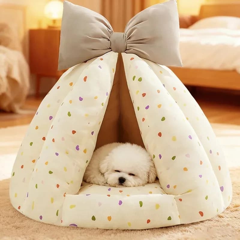 Cuccia Invernale Calda e Chiusa per Cani, Cuccia Accogliente per Tutte le Stagioni per Cani di Piccola Taglia