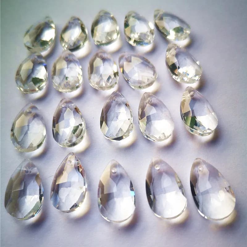 Top Quality 50pcs/lot 16mm Clear K9 Crystal Chanderlier Prisms Glass Faceted Pear Drops Diy Christmas Ornaments Glass Suncatcher