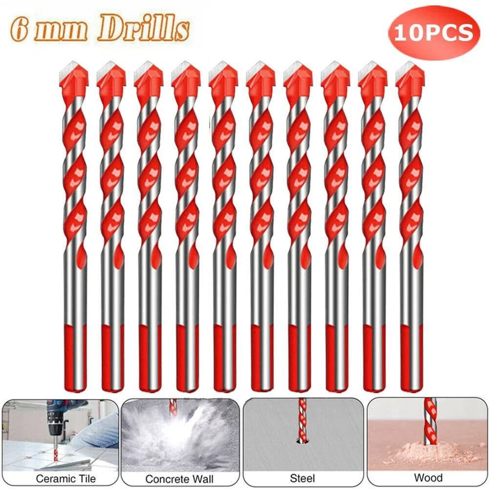 10 pz 6mm punte da trapano in metallo duro punte triangolari multifunzione per piastrelle di ceramica di vetro cemento mattoni metallo legno apri foro