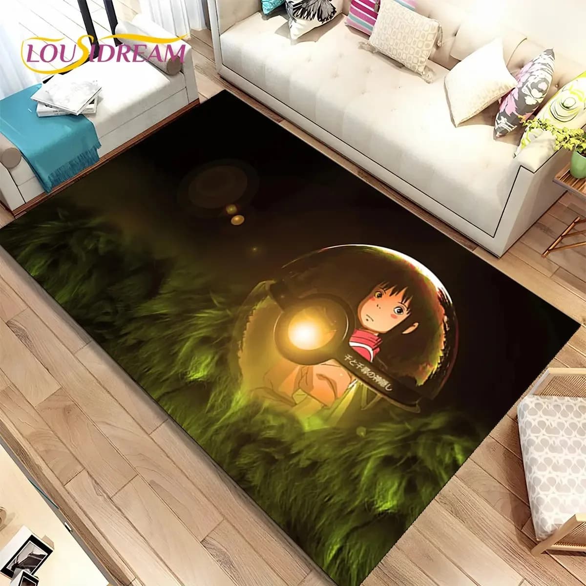 Tappeto con Disegni Anime di Spirited Away, Tappeto per Soggiorno, Camera da Letto, Divano, Decorazione, Tappetino Antiscivolo per Bambini, Tappeto 3D
