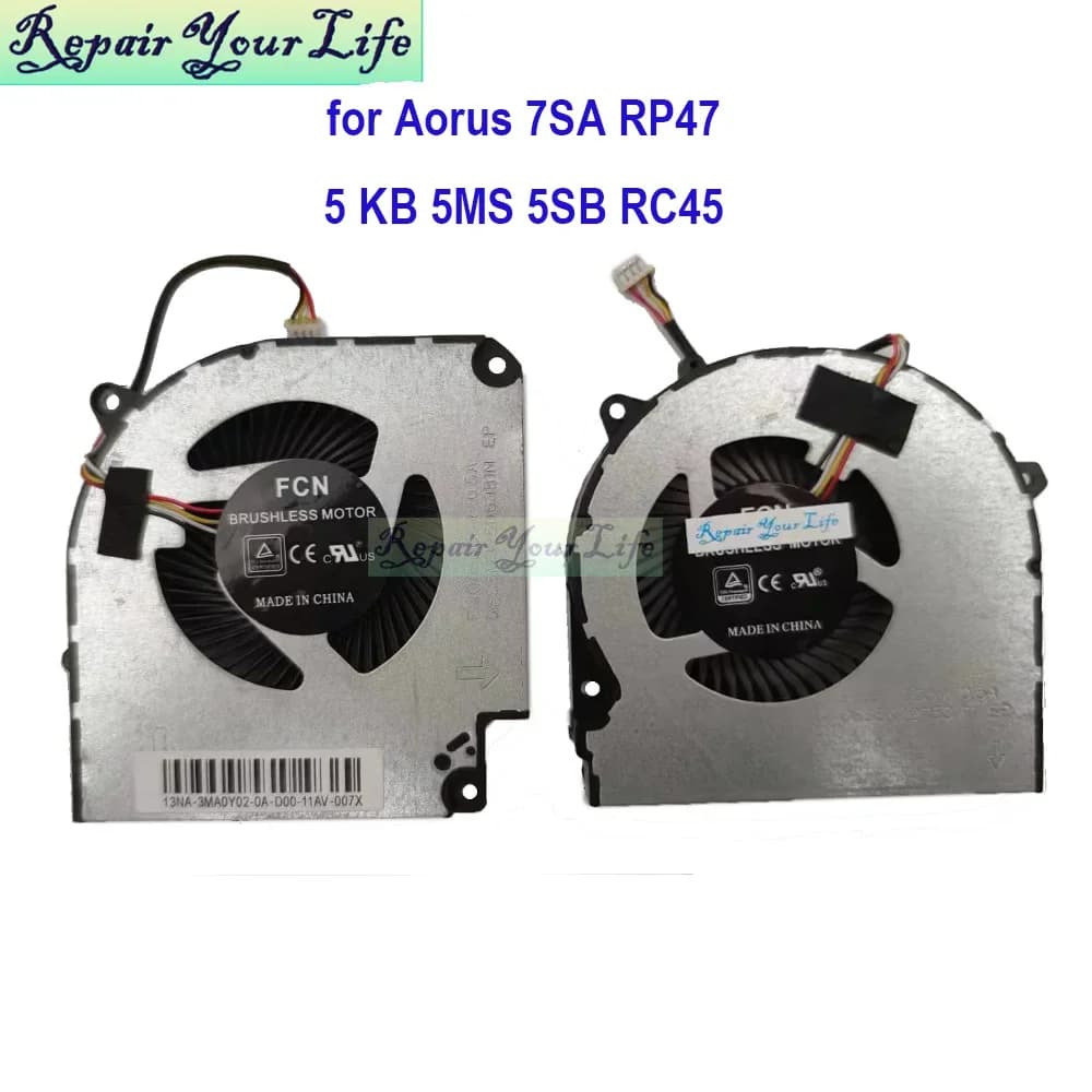 Notebook Cooler CPU GPU Fan For Aorus 7 SA RP47 5 KB SB MB RC45 5KB 5MB 5SB Gaming Laptop Cooling Fan FLHF FMQ8 13NA-3MA0Y02-0A
