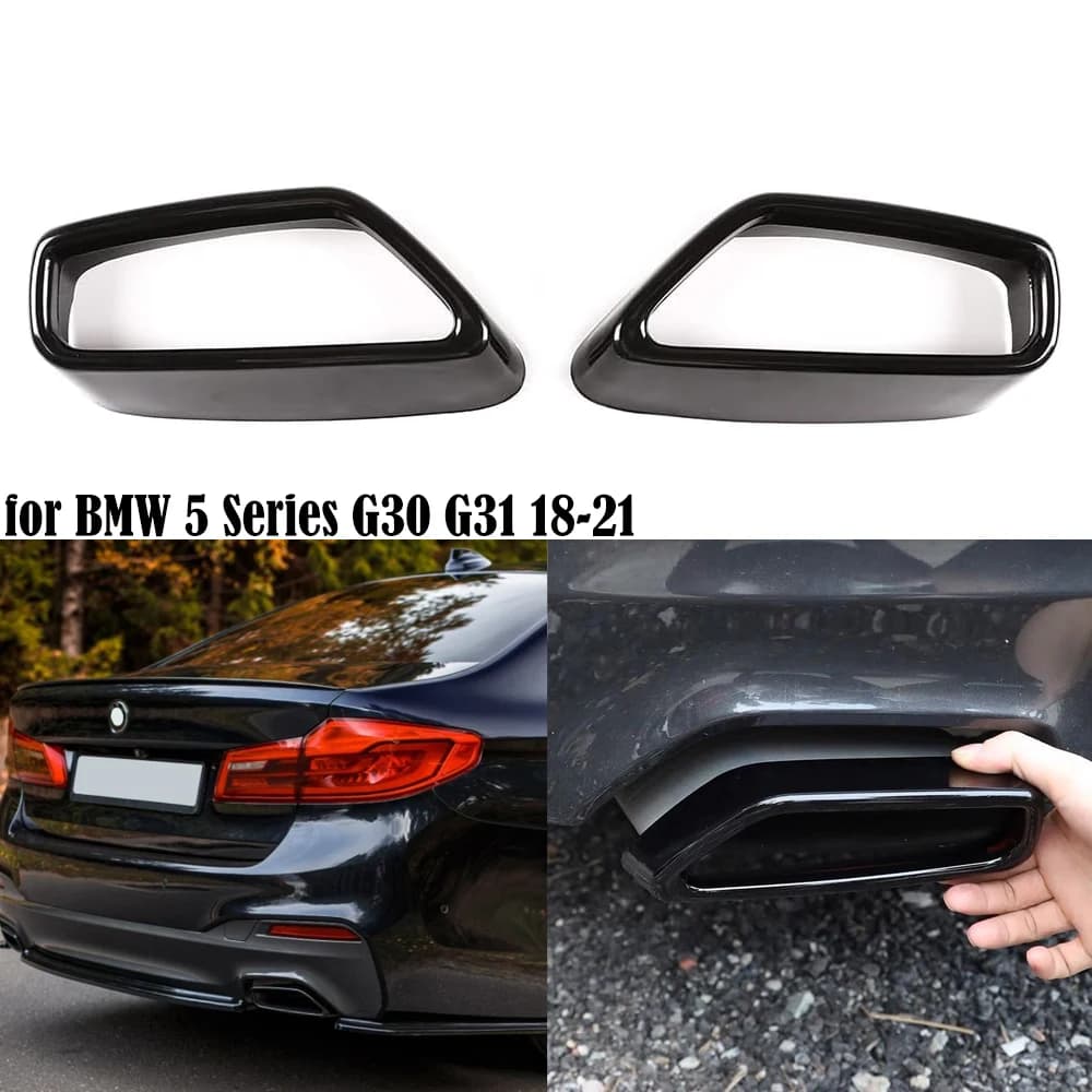 2PCS Gola Tubo Di Scarico Copertura Per BMW Serie 5 G30 G31 2018-2021 Nero In Acciaio Inox Modifica Esterna Accessori Auto