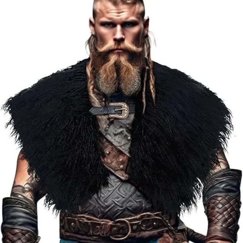 Mantello Spesso in Finta Pelliccia, Stile Vichingo Medievale, Sciarpa Rinascimentale per Cosplay e Giochi di Ruolo