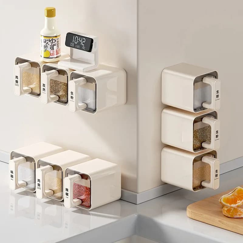 Seasoning Jar Set Salt and Pepper Seasoning Bottle Kitchen Condiment Cruet Storage Container Spice Rack