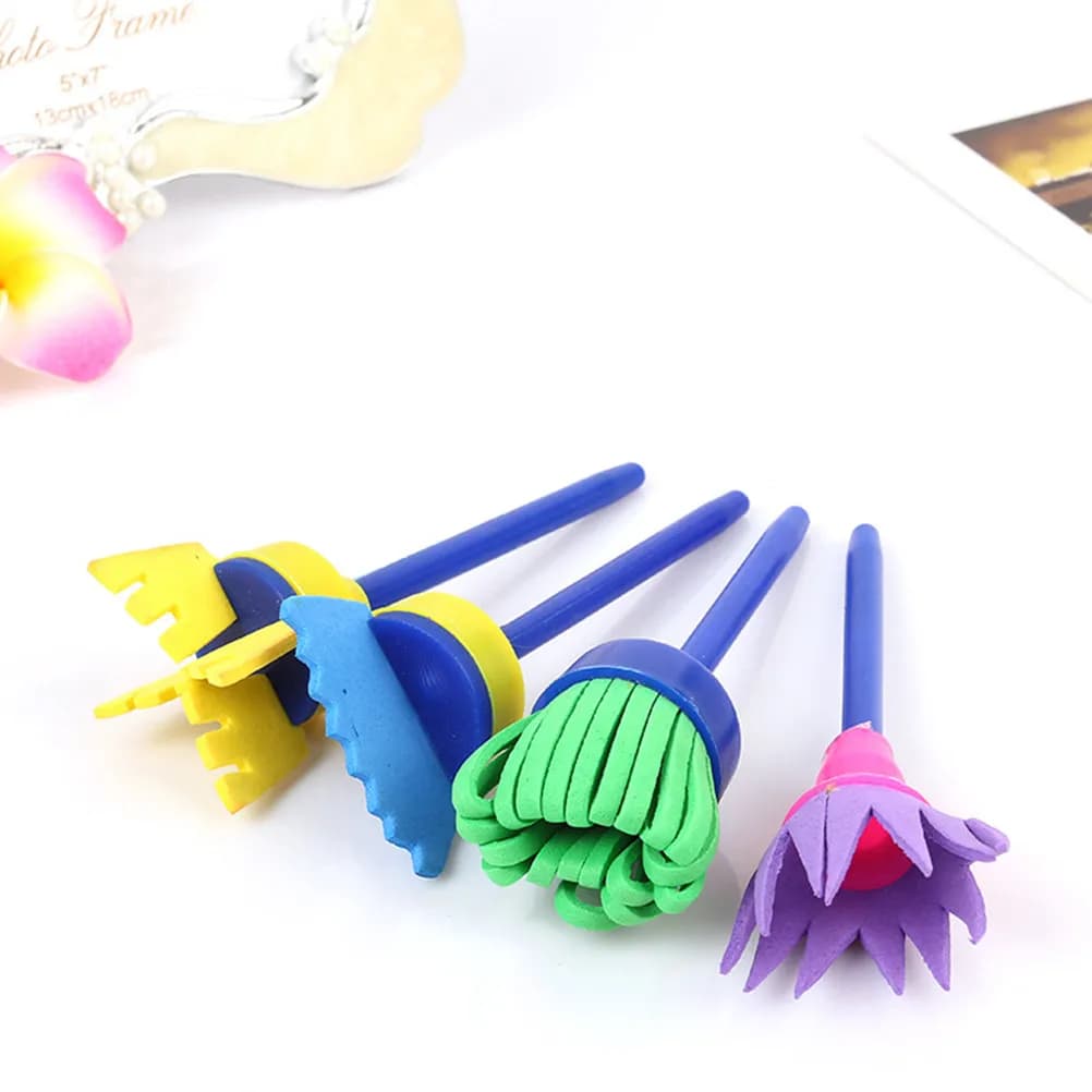 Sponge Paint Brush Graffiti Set Plastic Handle DIY Painting Tools Craft Sponges Art Stamping Accessories for Home