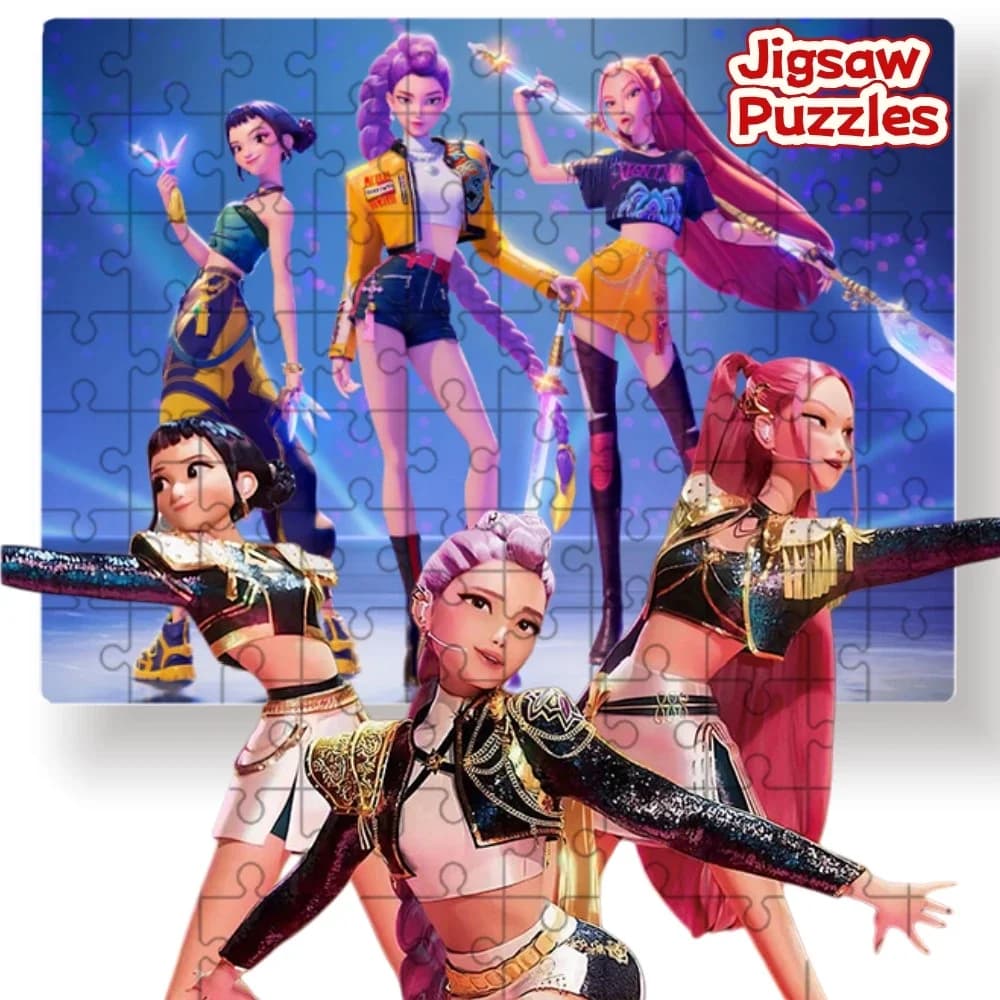 Nuovo puzzle Kpop Demon Hunters, gioco da tavolo con personaggi Rumi, Mira, Zoey, Huntrix, decorazione da collezione, regalo per bambini