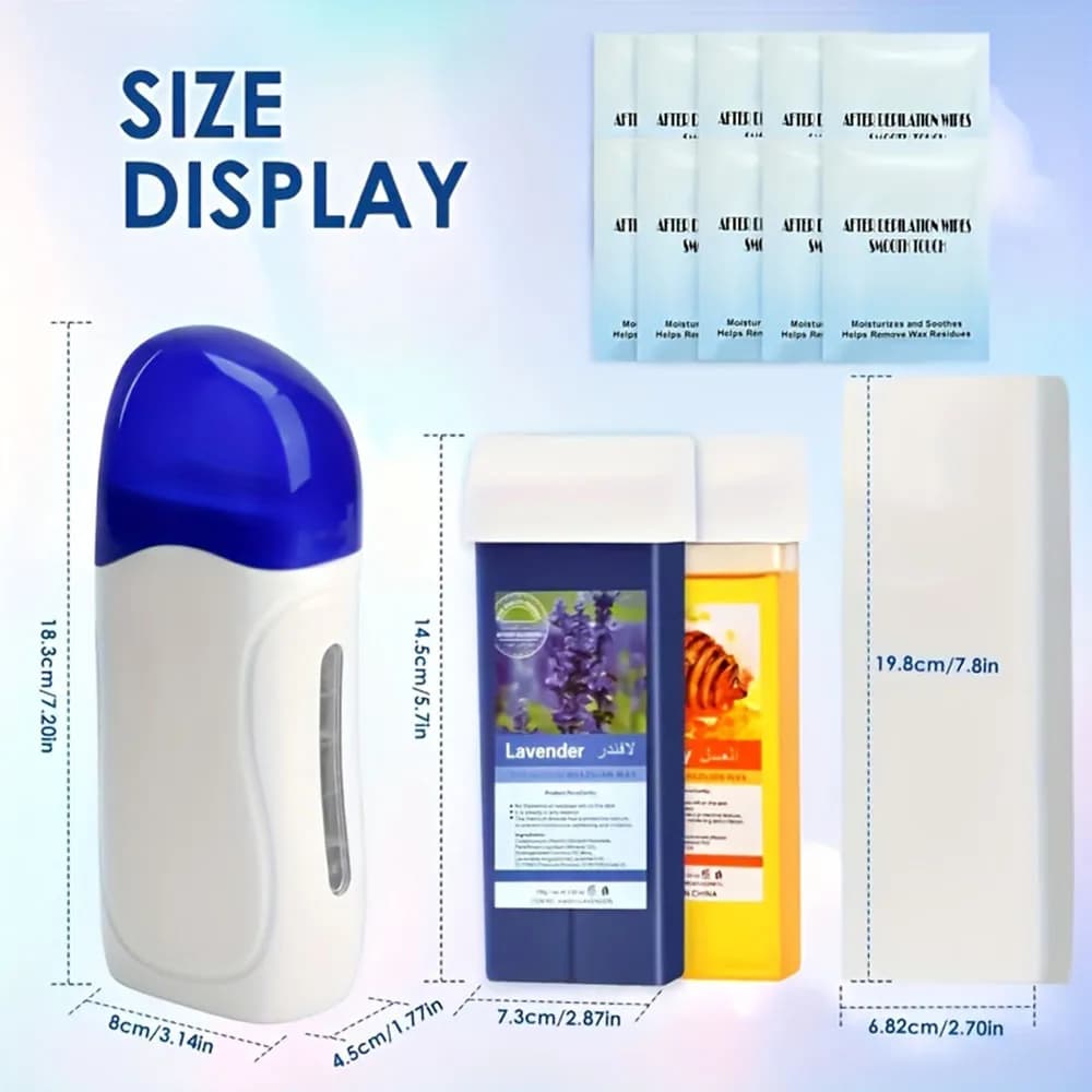 Viilife US Roll On Waxing Kit con cartucce di cera e strisce di cera 3 in 1 Kit scaldacera morbida Depilazione Cera Cera Carta Ceretta