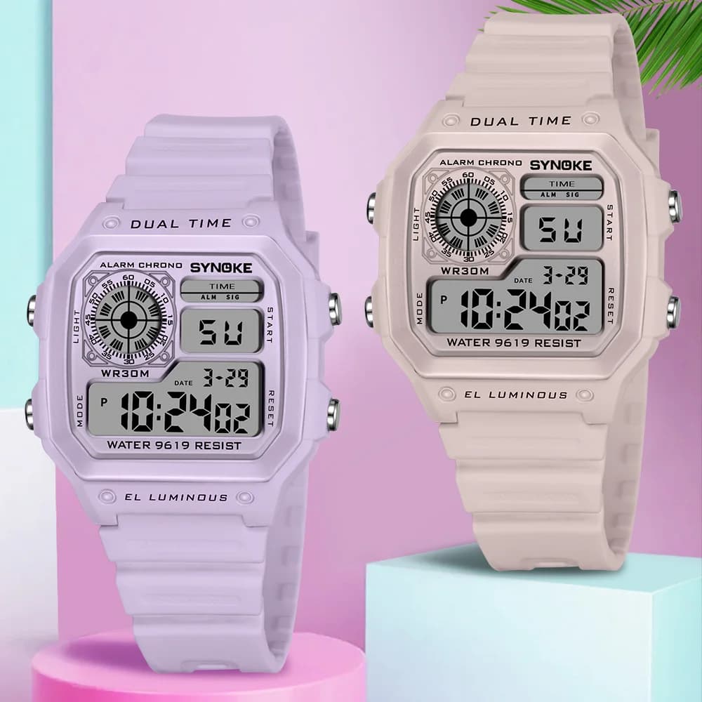 SYNOKE Orologi digitali Lady Sport Luminoso Multifunzione Impermeabile Crono Orologio da polso Outdoor Girls Fashion Student Watch Nuovo