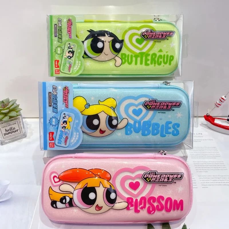 Astuccio 3D in EVA della serie Powerpuff Girls, creativo, lungo, con cerniera, simpatico cartone animato, regalo per ragazze
