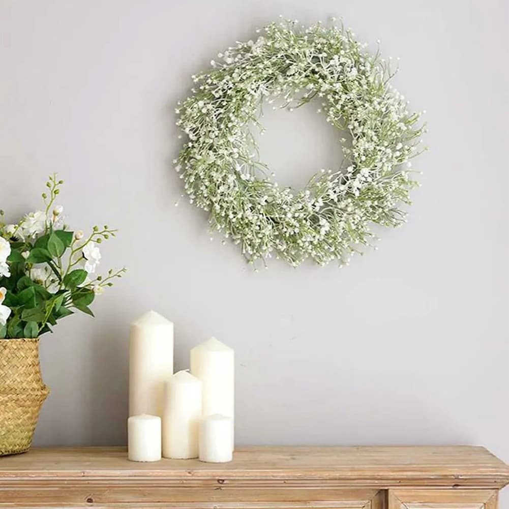 Ghirlanda di Gypsophila Artificiale, Decorazione Vivace Fai-da-Te, Ghirlanda Nostalgica da Appendere alla Porta, Regalo per Matrimoni, Feste e Arredamento Casa