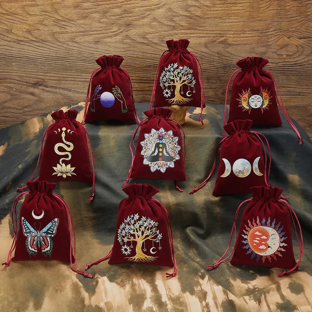 1 borsa portaoggetti per carte tarocchi con coulisse in velluto, gioielli, cosmetici, borsa regalo da viaggio, per contenere cristalli curativi, forniture per stregoneria
