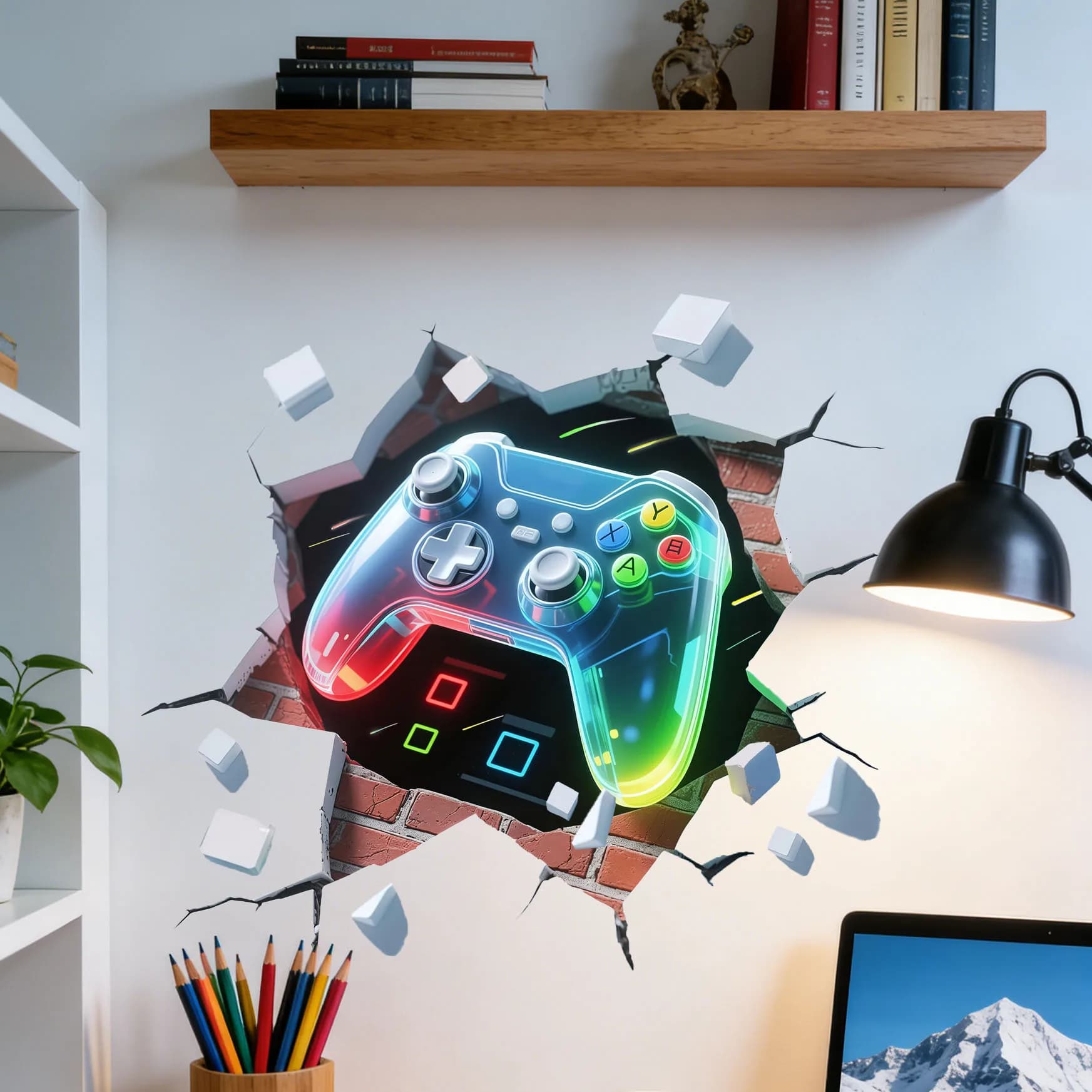 Adesivo Murale per Controller di Videogiochi, Decorazione Rimovibile Autoadesiva per Camera da Letto dei Ragazzi, Arte Murale per Studio e Casa