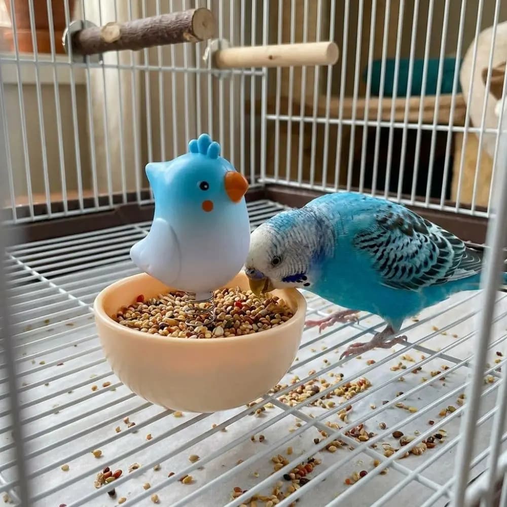 Bite Resistant Bird Food Bowl Anti Spill Cartoon Shape Parrot Feeder Large Capacity Bird Food Dispenser Small Pet Bird