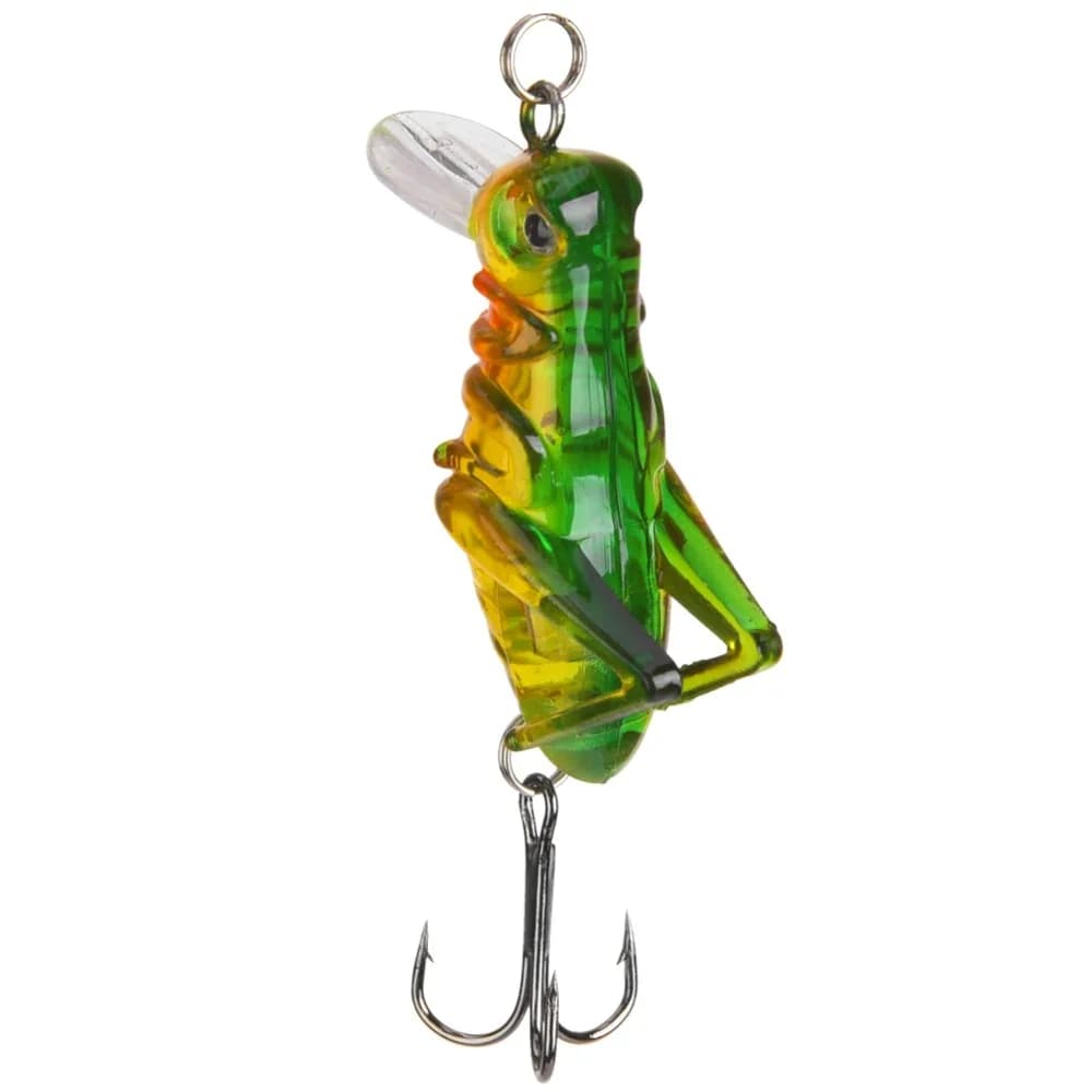5PCS Durable 3.5cm 8g Cricket Grasshopper Lures Hard with Treble Hook Grasshopper Fishing Lures Mini Cricket Bait Bass Fishing