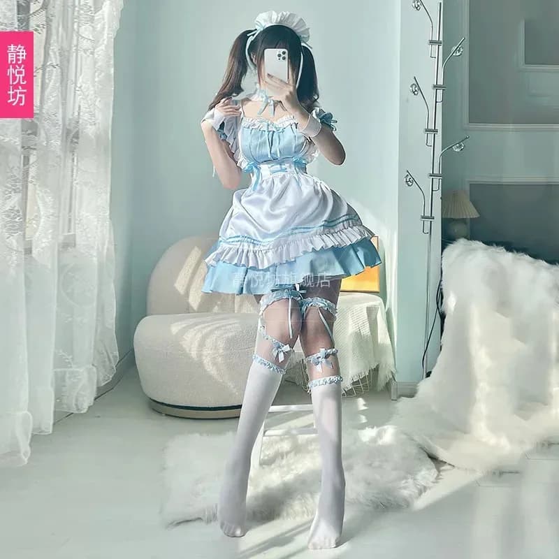 2023 Blue Lolita Girl Lovely Maid Role Playing Costume Animation Show Japanese Clothing Dress JC5552c;3.k'6;d.a;