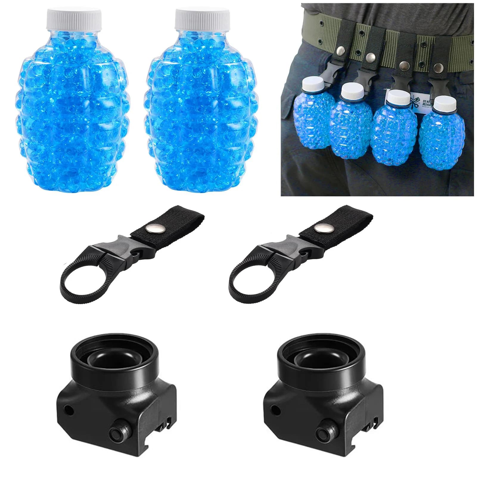 Bottiglia di ananas per palline di gel, scatola di immagazzinaggio di perline di palline d'acqua, fibbia intorno alla vita Bottiglia di ricarica per munizioni portatile per pistola gel