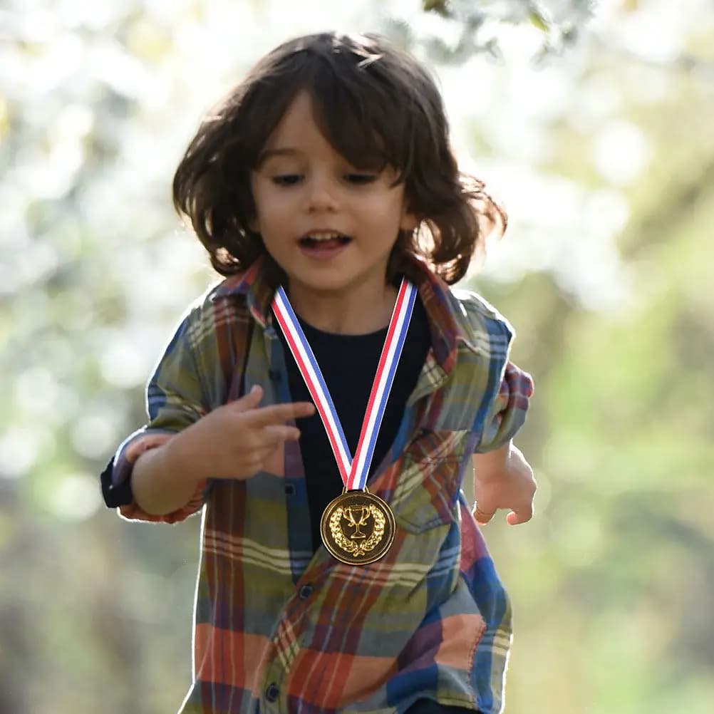 50Pcs Kids Gold Sports Medals Metal Awards Neck Ribbons Football Party Favor Volleyball Competition Prizes Volleyball Medals