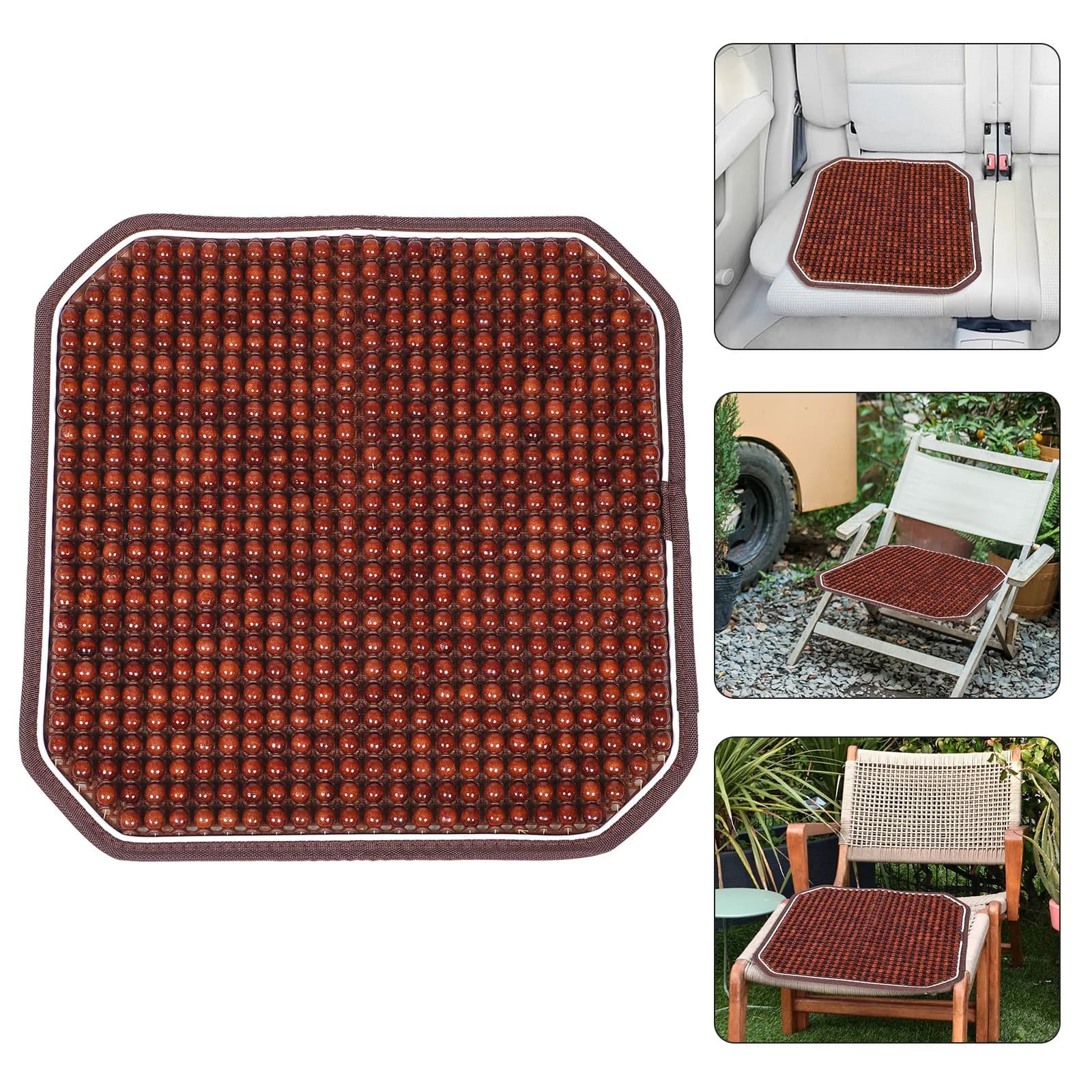 Cuscino Ergonomico in Perle di Legno Rinfrescante e Traspirante per Sedia da Ufficio, Auto, Sedia a Rotelle, Cuscino Universale per Sedia Estiva Domestica