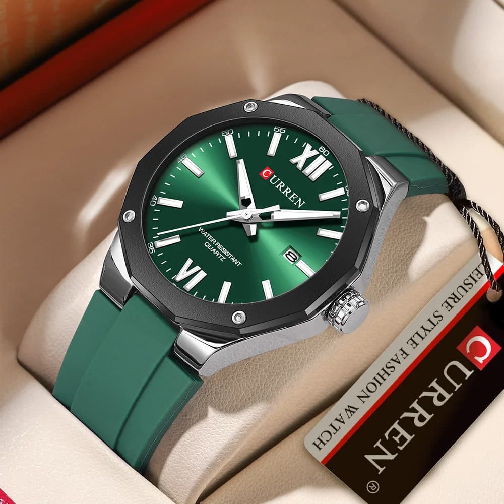 CURREN Orologio da uomo Business Cinturino in silicone Orologi da polso al quarzo Orologi da uomo casual Data Orologio originale impermeabile luminoso