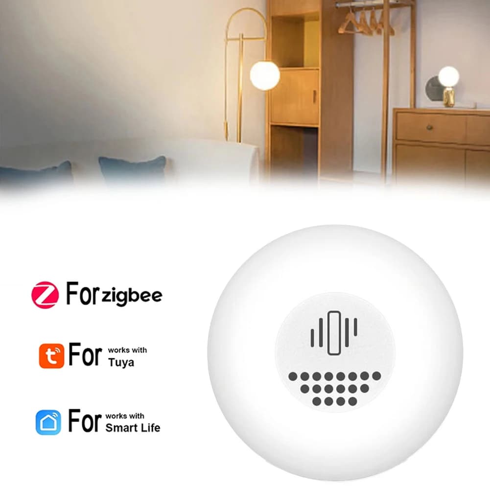 2 pz/set Per Tuya Per ZigBee Sensore di Vibrazione Monitoraggio in Tempo Reale Allarme Porta E Per Finestra Sensore di Vibrazione Casa Parti Intelligenti