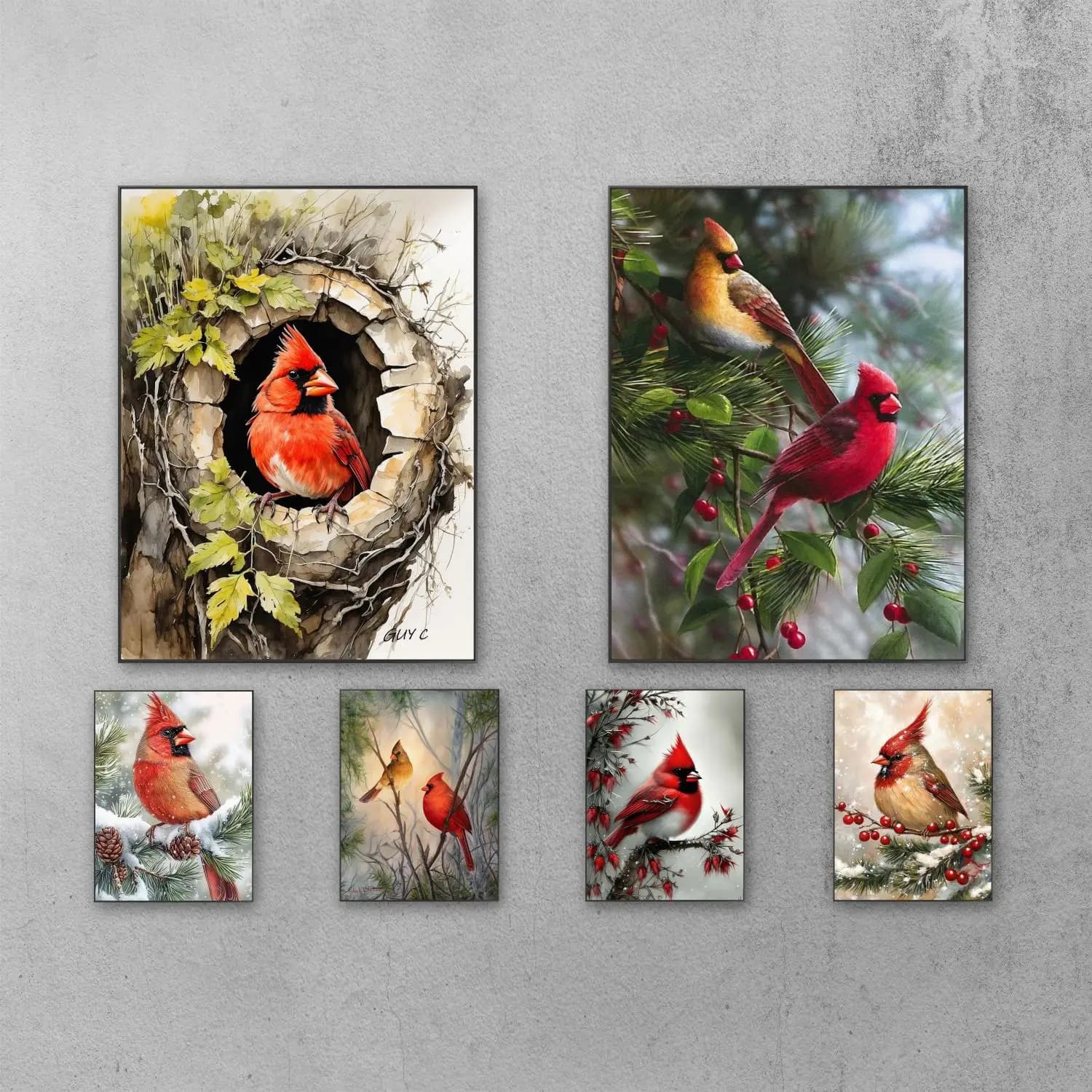 Animal Frameless Diamond Painting Flowers and A Cardinal Snowy Landscape Cross-Stitch Room Home Decor Fun Diy Mosaic Painting Suitable Beginners Gift