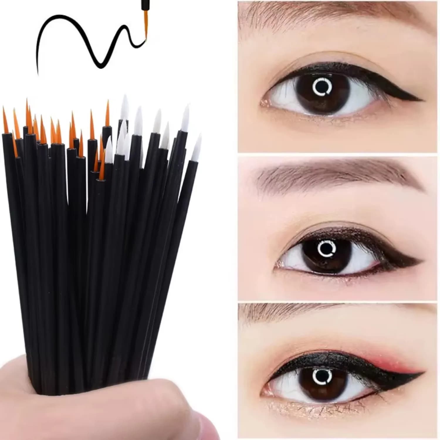 50 pz/lotto Riutilizzabile Gel Liner Unghie Artistiche Pennelli Penna di Pittura Eyeliner Usa E Getta Bellezza Eyeline Strumenti di Trucco