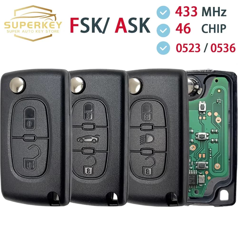 Chiedi FSK per Citroen C2 C3 C4 C5 C6 Xsara Berlingo per Peugeot 207 307 308 407 607 807 HU83 VA2 CE0536 CE0523 Flip chiave per auto a distanza
