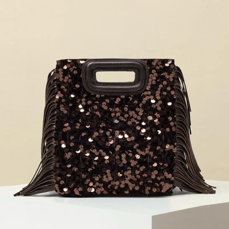Mini Borse da Sera con Paillettes per Donne, Borsa di Lusso Firmata 2026, Nuova in PVC Lucido con Manico a Nappa Rotondo e Catena a Tracolla