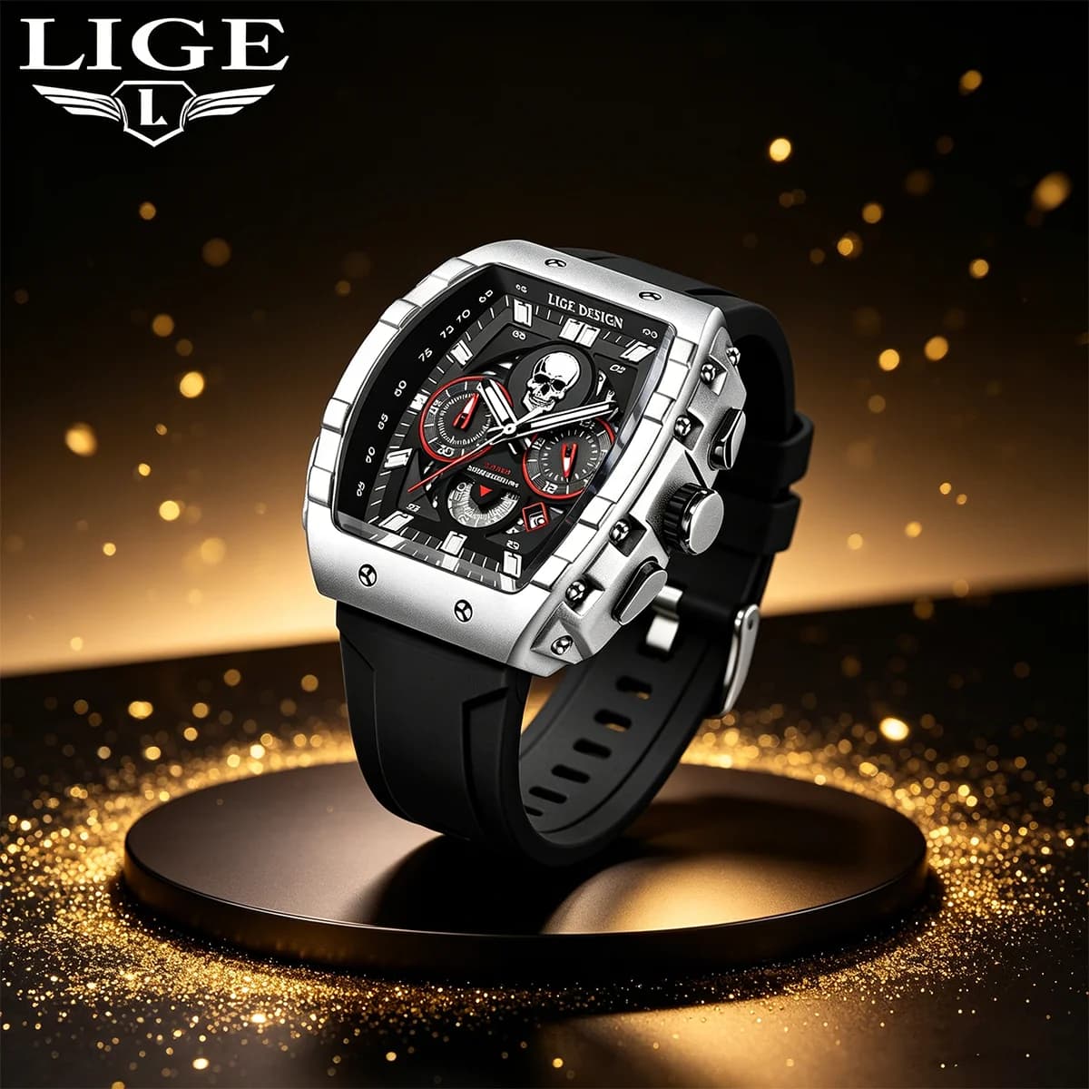 LIGE Nuovo Orologio da Uomo con Quadrante Scheletrato, Orologi Sportivi Militari per Uomo, Orologio da Polso al Quarzo Impermeabile di Lusso Casual alla Moda + Scatola