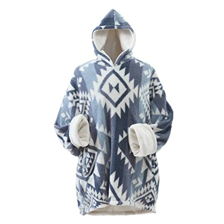 Coleman Oversized Wearable Sherpa and Micro-Mink Blanket Hoodie, - One Size Fits Most