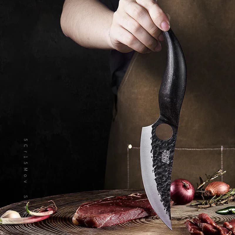 FINDKING 5.8 inch multipurpose knife with mesh Hand-made forged chef mannaia Hand-made disposing Kitchen knife 304 stainless steel handle