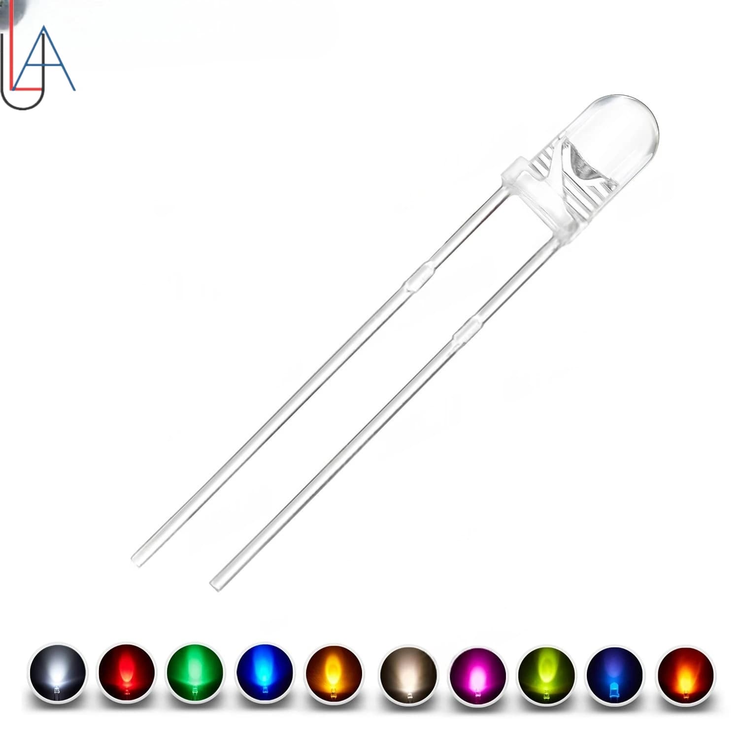100 pz 3mm Diodo LED Ultra Luminoso Bianco Caldo Rosso Verde Blu UV Viola Giallo Arancione Rosa 2 V 3 V Multicolor Emissione Assortimento