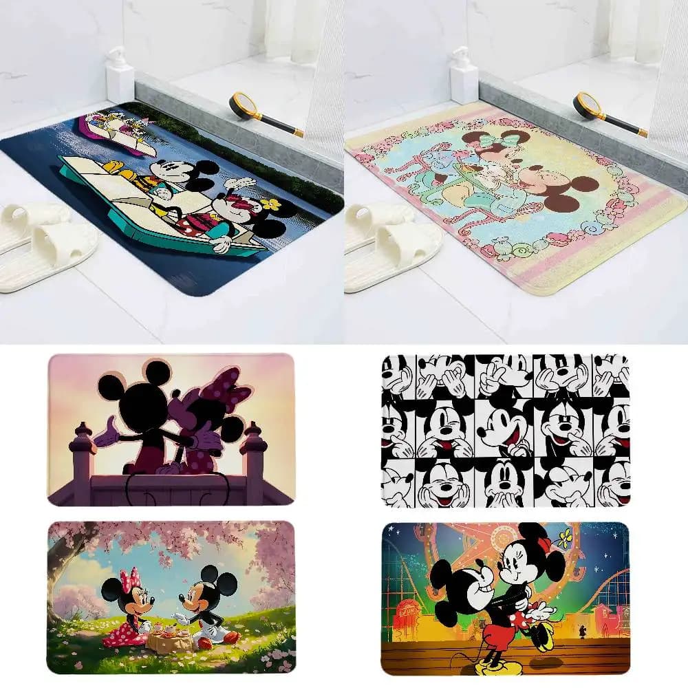 Tappeto antiscivolo per bagno con simpatico Mickey e i suoi amici, tappetino per porta, tappetino decorativo per la casa, tappetino per porta d'ingresso, tappetino antigraffio