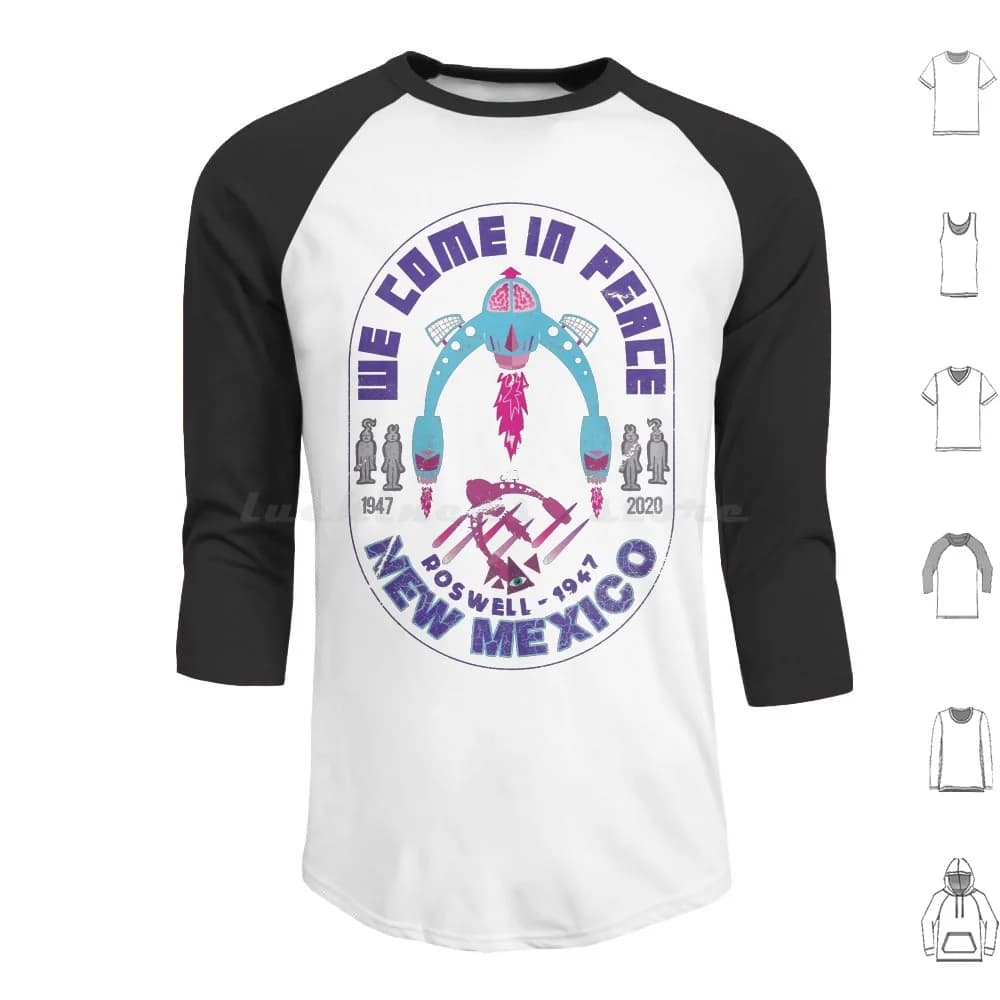 Vieneremo in pace - Design UFO di Roswell, New Mexico. Felpe con cappuccio a maniche lunghe con design pop culture, citazioni meme Red Bubble Pop